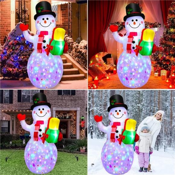 Christmas Inflatable Snowman Christmas Decorations with Bright Led Light, 5Ft - Picture 3 of 7